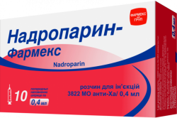 Надропарин-Фармекс раствор для инъекций, 9500 МЕ анти-Ха/мл, по 0,4 мл в шприце (3822 МЕ анти-Ха/0,4 мл), 10 шт.