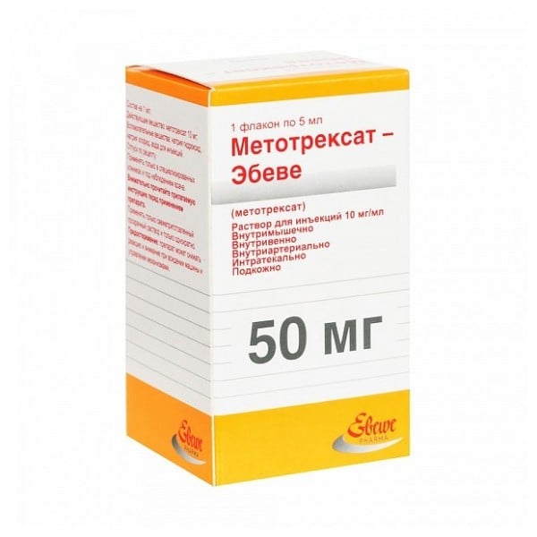 Метотрексат Эбеве раствор для инъекций по 5 мл во флаконе, 10 мг/мл, 1 шт.  