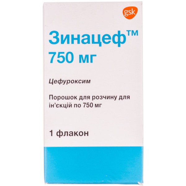 Зинацеф порошок для раствора для инъекций по 750 мг, 1 шт.