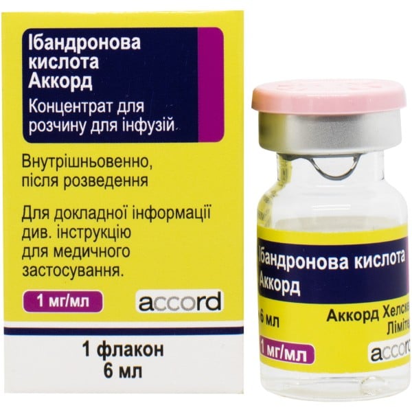 Ибандроновая кислота Аккорд концентрат для раствора для инфузий, 1 мг/мл, 6 мл
