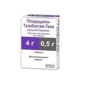Пиперациллин-Тазобактам-Тева порошок для раствора для инфузий 4 г/0,5 г, флакон, 1 шт.