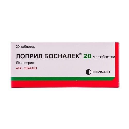 Лоприл Босналек таблетки по 20 мг, 20 шт.