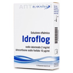 Идрофлог (Idroflog) офтальмологический раствор для увлажнения глаз по 0,5 мл во флаконе, 15 шт.