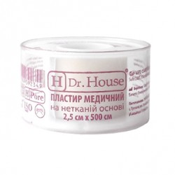 Пластырь медицинский на нетканой основе 2,5 см х 500 см H Dr.House (пластиковая катушка)