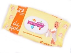 Discount Extra влажные салфетки с экстрактом календулы и Витамином Е с клапаном для детей, 72 шт.