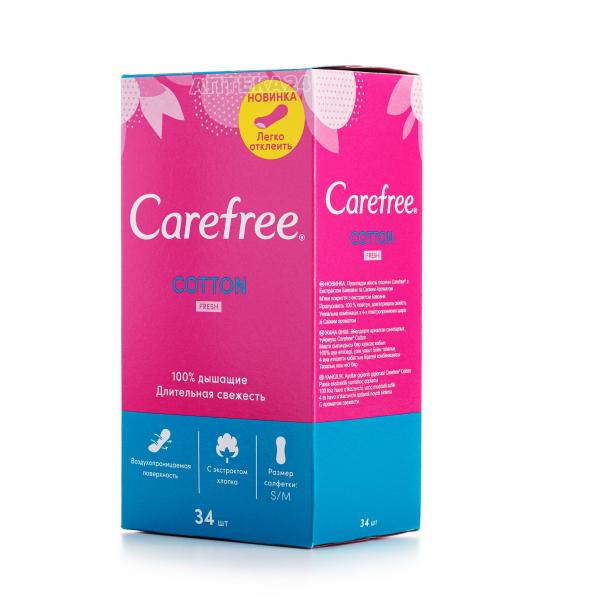 Ежедневные прокладки Carefree® with Cotton extract Fresh N34 женские гигиенические