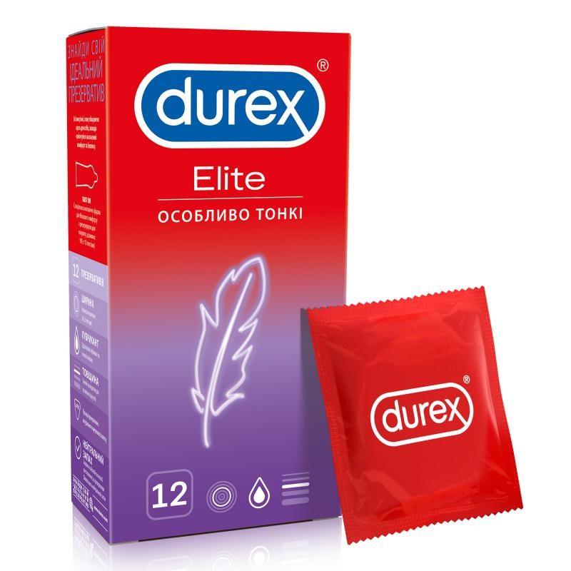 Презервативи Durex (Дюрекс) Elite особливо тонкі з додатковою змазкою ...