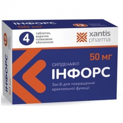 Инфорс таблетки при эректильной дисфункции по 50 мг, 4 шт.