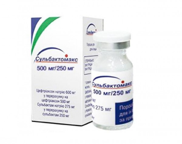 Сульбактомакс порошок для раствора для инъекций по 500 мг/250 мг, 10 мл
