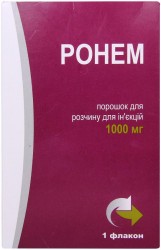 Ронем порошок для раствора для инъекций, 1000 мг