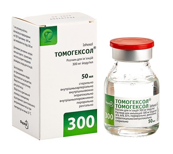 Томогексол раствор для инъекций по 300 мг йода/мл, 50 мл