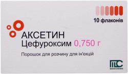 Аксетин порошок для раствора для инъекций в флаконе по 750 мг, 10 шт.
