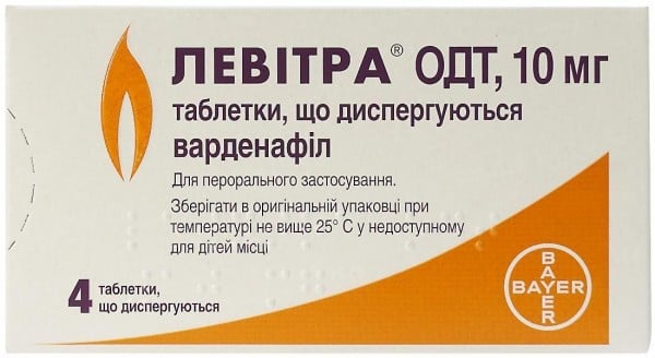 Левитра ОДТ таблетки по 10 мг, 4 шт.