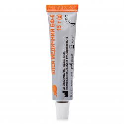 Клей медицинский БФ-6 15 г Лубныфарм