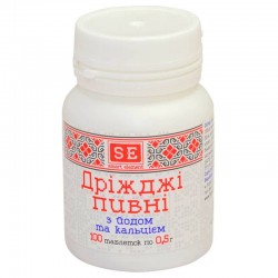 Дрожжи пивные с йодом и кальцием таблетки по 500 мг, 100 шт.
