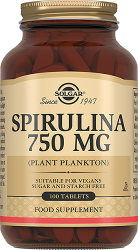 Солгар Спирулина таблетки 750 мг N100