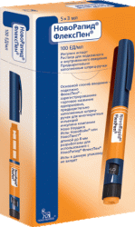 Новорапид Флекспен раствор для инъекций, по 3 мл в шприц-ручках, 5 шт.