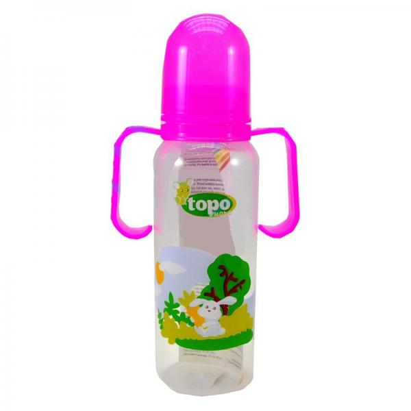 Бутылка T003 "Topo buono" пластик 250мл с силиконовой соской и ручками