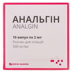 Анальгин раствор, 500мг/мл, по 2 мл ампулы, 10 шт.
