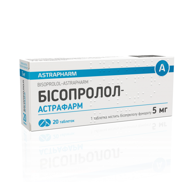 Бисопролол-Астрафарм таблетки по 5 мг, 20 шт.