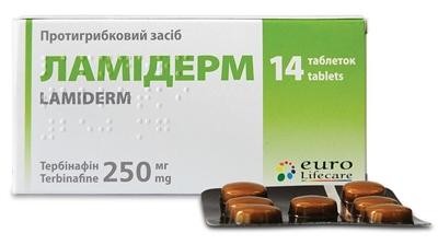 Ламидерм таблетки по 250 мг, 14 шт.