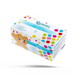 Маска медицинская детская одноразовая Волес 3-х слойная голубая с рисунком, 50 шт.