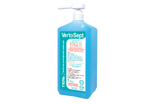 Вертосепт (VertoSept) антисептический гель для дезинфекции рук с дозатором, 1 л