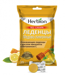 Хербион леденцы медово-лимонные без сахара, 25 шт.