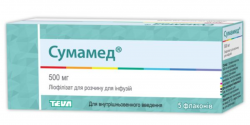 Сумамед лиофилизат, по 500 мг во флаконах, 5 шт.
