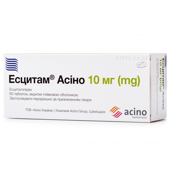 Эсцитам Асино таблетки от депрессии по 10 мг, 60 шт.