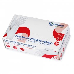 Волес перчатки смотровые латексные припудренные нестерильные размер М