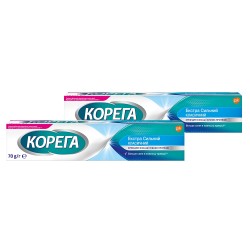 Корега Экстра Сильный классический крем для фиксации зубных протезов 70 г + Корега Экстра Сильный классический крем для фиксации зубных протезов 70 г (1+1)
