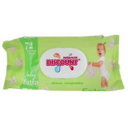 Discount Extra салфетки влажные с экстрактом алоэ с клапаном для детей, 72 шт.