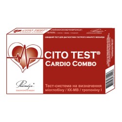 Тест для определения инфаркта миокарда CITO TEST Myogiobin, CK-MB, Troponin 1 Combo, 1 шт.