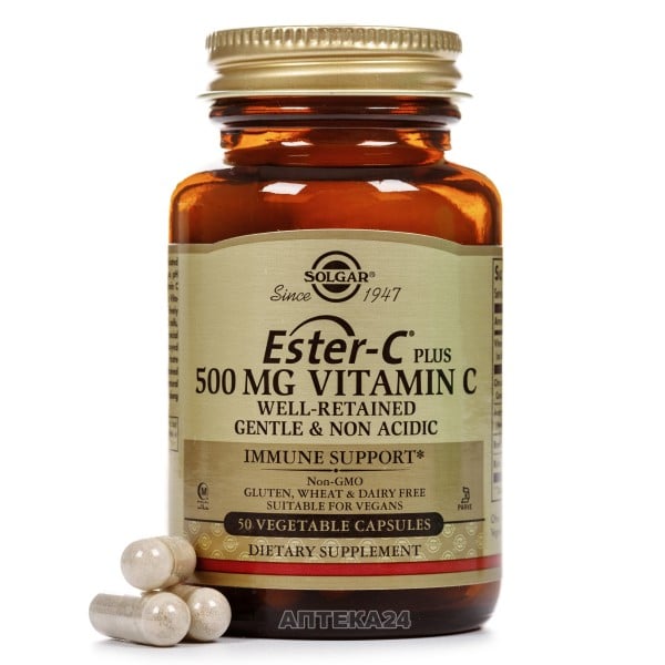 Солгар Эстер-С плюс Витамин С в капсулах по 500 мг, 50 шт.