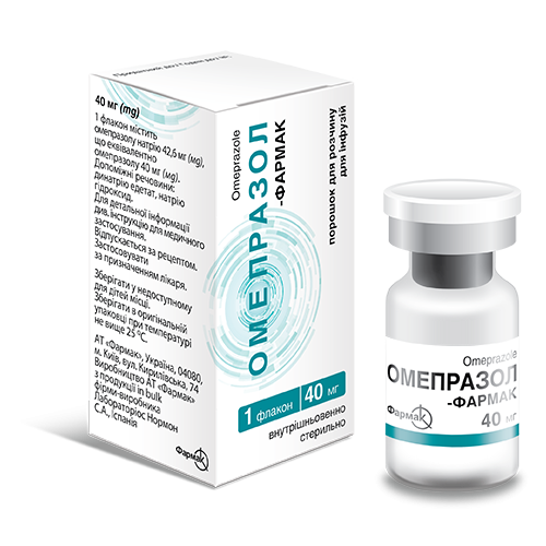 Омепразол-Фармак порошок для раствора для инфузий  по 40 мг во флаконе