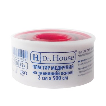 Пластырь медицинский на тканевой основе H Dr.House 2 см х 500 см (пластиковая упаковка), 1 шт.
