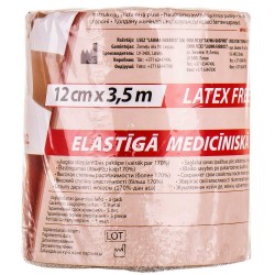 Бинт эластичный медицинский Lauma Latex Free, модель 2, 12 см х 3,5 м