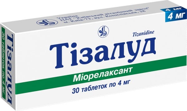 Тизалуд таблетки по 4 мг, 30 шт.