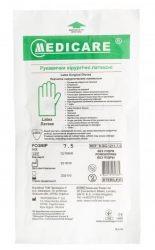 Перчатки Medicare хирургические латексные неприпудренные стерильные, размер 7,5, 1 шт.