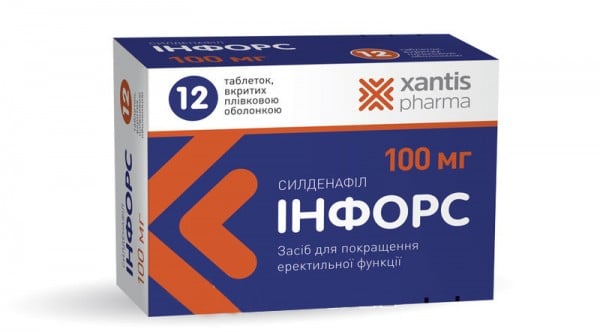 Инфорс таблетки при эректильной дисфункции по 100 мг, 12 шт.