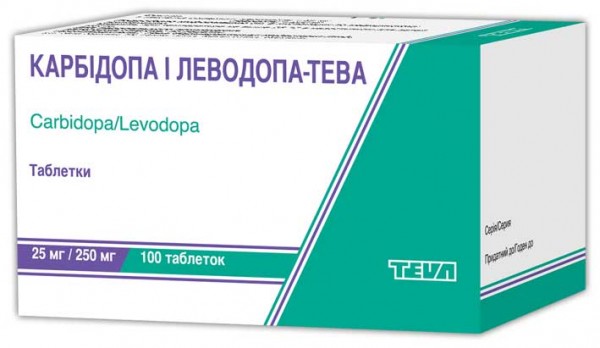 Карбидопа и леводопа-Тева таблетки, 25 мг/250 мг, 100 шт.