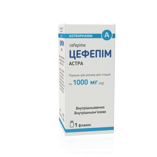 Цефепим-Астра порошок для раствора для инъекций по 1000 мг во флаконе 
