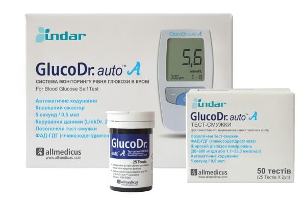 Глюкометр система для определения уровня глюкозы в крови GlucoDr. Auto AGM 4000 + тест-полоски, 25 шт. + 10 ланцетов