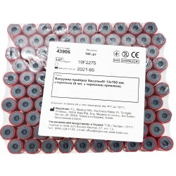 Vacumed пробирка вакуумная стерильная 13 x 100 мм для 6 мл крови с красной крышкой, 100 шт.