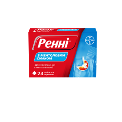 Ренни таблетки жевательные от изжоги со вкусом ментола, 24 шт.