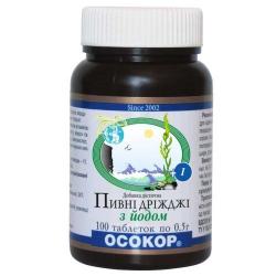 Дрожжи пивные с йодом таблетки 0.5 г №100