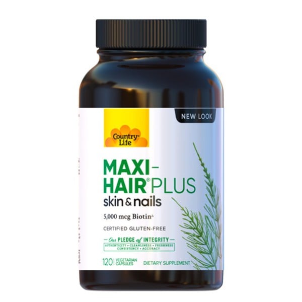 Витаминно-минеральный комплекс Maxi-Hair Plus для роста и укрепления волос капсулы, 120 шт. - Country Life