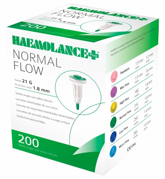 Ланцеты стерильные одноразовые HAEMOLANCE Plus NORMAL FLOW 21G тип 420, 200 шт.