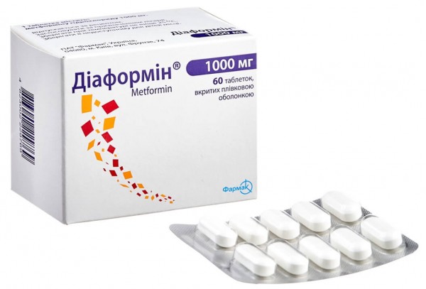 Диаформин SR таблетки при сахарном диабете по 1000 мг, 60 шт.